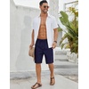 image:imageCOOFANDY Mens Linen Shorts Casual Beach Shorts 9 inch Inseam Elastic Waist Drawstring Summer ShortsNavy
