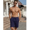 image:imageCOOFANDY Mens Linen Shorts Casual Beach Shorts 9 inch Inseam Elastic Waist Drawstring Summer ShortsNavy