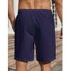 image:imageCOOFANDY Mens Linen Shorts Casual Beach Shorts 9 inch Inseam Elastic Waist Drawstring Summer ShortsNavy