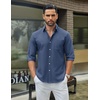 image:imageCOOFANDY Mens Long Sleeve Button Down Shirt Casual Untucked Shirts for Men Oxford Dress ShirtsDenim Blue
