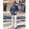 image:imageCOOFANDY Mens Long Sleeve Button Down Shirt Casual Untucked Shirts for Men Oxford Dress ShirtsDenim Blue