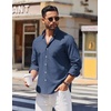 image:imageCOOFANDY Mens Long Sleeve Button Down Shirt Casual Untucked Shirts for Men Oxford Dress ShirtsDenim Blue