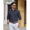 image:imageCOOFANDY Mens Long Sleeve Button Down Shirt Casual Untucked Shirts for Men Oxford Dress ShirtsNavy Blue