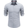 image:imageCOOFANDY Mens Long Sleeve Button Down Shirt Casual Untucked Shirts for Men Oxford Dress ShirtsWhitenavy Blue Stripe