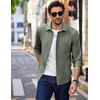image:imageCOOFANDY Mens Long Sleeve Button Down Shirt Wrinkle Free Untucked Dress Shirt Casual Denim ShirtArmy Green