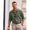 image:imageCOOFANDY Mens Long Sleeve Button Down Shirt Wrinkle Free Untucked Dress Shirt Casual Denim ShirtArmy Green
