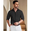 image:imageCOOFANDY Mens Long Sleeve Button Down Shirt Wrinkle Free Untucked Dress Shirt Casual Denim ShirtBlack
