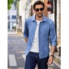 image:imageCOOFANDY Mens Long Sleeve Button Down Shirt Wrinkle Free Untucked Dress Shirt Casual Denim ShirtBlue