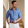 image:imageCOOFANDY Mens Long Sleeve Button Down Shirt Wrinkle Free Untucked Dress Shirt Casual Denim ShirtBlue