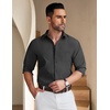 image:imageCOOFANDY Mens Long Sleeve Button Down Shirt Wrinkle Free Untucked Dress Shirt Casual Denim ShirtDark Grey