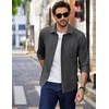 image:imageCOOFANDY Mens Long Sleeve Button Down Shirt Wrinkle Free Untucked Dress Shirt Casual Denim ShirtDark Grey
