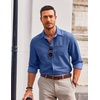 image:imageCOOFANDY Mens Long Sleeve Button Down Shirt Wrinkle Free Untucked Dress Shirt Casual Denim ShirtDeep Blue