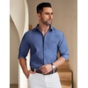 image:imageCOOFANDY Mens Long Sleeve Button Down Shirt Wrinkle Free Untucked Dress Shirt Casual Denim ShirtDeep Blue