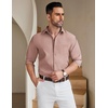 image:imageCOOFANDY Mens Long Sleeve Button Down Shirt Wrinkle Free Untucked Dress Shirt Casual Denim ShirtDusty Pink
