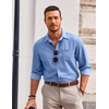 image:imageCOOFANDY Mens Long Sleeve Button Down Shirt Wrinkle Free Untucked Dress Shirt Casual Denim ShirtLight Blue