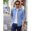 image:imageCOOFANDY Mens Long Sleeve Button Down Shirt Wrinkle Free Untucked Dress Shirt Casual Denim ShirtLight Blue