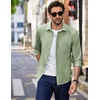 image:imageCOOFANDY Mens Long Sleeve Button Down Shirt Wrinkle Free Untucked Dress Shirt Casual Denim ShirtLight Green