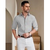 image:imageCOOFANDY Mens Long Sleeve Button Down Shirt Wrinkle Free Untucked Dress Shirt Casual Denim ShirtLight Grey
