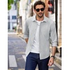 image:imageCOOFANDY Mens Long Sleeve Button Down Shirt Wrinkle Free Untucked Dress Shirt Casual Denim ShirtLight Grey