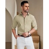 image:imageCOOFANDY Mens Long Sleeve Button Down Shirt Wrinkle Free Untucked Dress Shirt Casual Denim ShirtLight Khaki