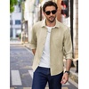 image:imageCOOFANDY Mens Long Sleeve Button Down Shirt Wrinkle Free Untucked Dress Shirt Casual Denim ShirtLight Khaki