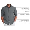 image:imageCOOFANDY Mens Long Sleeve Button Down Shirt Wrinkle Free Untucked Dress Shirt Casual Denim ShirtMedium Grey