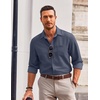 image:imageCOOFANDY Mens Long Sleeve Button Down Shirt Wrinkle Free Untucked Dress Shirt Casual Denim ShirtNavy Blue