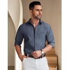 image:imageCOOFANDY Mens Long Sleeve Button Down Shirt Wrinkle Free Untucked Dress Shirt Casual Denim ShirtNavy Blue