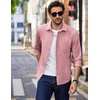 image:imageCOOFANDY Mens Long Sleeve Button Down Shirt Wrinkle Free Untucked Dress Shirt Casual Denim ShirtPurple Red