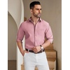 image:imageCOOFANDY Mens Long Sleeve Button Down Shirt Wrinkle Free Untucked Dress Shirt Casual Denim ShirtPurple Red