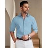 image:imageCOOFANDY Mens Long Sleeve Button Down Shirt Wrinkle Free Untucked Dress Shirt Casual Denim ShirtSky Blue