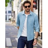 image:imageCOOFANDY Mens Long Sleeve Button Down Shirt Wrinkle Free Untucked Dress Shirt Casual Denim ShirtSky Blue