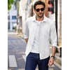 image:imageCOOFANDY Mens Long Sleeve Button Down Shirt Wrinkle Free Untucked Dress Shirt Casual Denim ShirtWhite