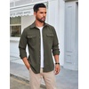 image:imageCOOFANDY Mens Long Sleeve Button Up Shirt Jacket with Flap PocketsArmy Green