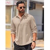image:imageCOOFANDY Mens Long Sleeve Wrinkle Free Shirts Casual Button Down Stretch Dress Shirt with PocketLight Khaki
