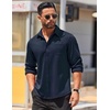 image:imageCOOFANDY Mens Long Sleeve Wrinkle Free Shirts Casual Button Down Stretch Dress Shirt with PocketNavy Blue