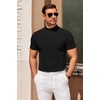 image:imageCOOFANDY Mens Mock Turtleneck Sweater Short Sleeve Slim Fit Turtle Neck Sweaters Casual Basic Tee Ribbed Knit Pullover Tops2 PackblackBlack