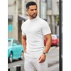 image:imageCOOFANDY Mens Mock Turtleneck Sweater Short Sleeve Slim Fit Turtle Neck Sweaters Casual Basic Tee Ribbed Knit Pullover Tops2 PackwhiteWhite