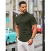 image:imageCOOFANDY Mens Mock Turtleneck Sweater Short Sleeve Slim Fit Turtle Neck Sweaters Casual Basic Tee Ribbed Knit Pullover TopsArmy Green