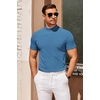 image:imageCOOFANDY Mens Mock Turtleneck Sweater Short Sleeve Slim Fit Turtle Neck Sweaters Casual Basic Tee Ribbed Knit Pullover TopsBlue