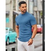 image:imageCOOFANDY Mens Mock Turtleneck Sweater Short Sleeve Slim Fit Turtle Neck Sweaters Casual Basic Tee Ribbed Knit Pullover TopsBlue
