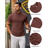 image:imageCOOFANDY Mens Mock Turtleneck Sweater Short Sleeve Slim Fit Turtle Neck Sweaters Casual Basic Tee Ribbed Knit Pullover TopsBrown