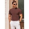 image:imageCOOFANDY Mens Mock Turtleneck Sweater Short Sleeve Slim Fit Turtle Neck Sweaters Casual Basic Tee Ribbed Knit Pullover TopsBrown