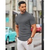 image:imageCOOFANDY Mens Mock Turtleneck Sweater Short Sleeve Slim Fit Turtle Neck Sweaters Casual Basic Tee Ribbed Knit Pullover TopsDark Grey