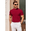 image:imageCOOFANDY Mens Mock Turtleneck Sweater Short Sleeve Slim Fit Turtle Neck Sweaters Casual Basic Tee Ribbed Knit Pullover TopsDark Red