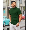 image:imageCOOFANDY Mens Mock Turtleneck Sweater Short Sleeve Slim Fit Turtle Neck Sweaters Casual Basic Tee Ribbed Knit Pullover TopsGreen