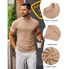image:imageCOOFANDY Mens Mock Turtleneck Sweater Short Sleeve Slim Fit Turtle Neck Sweaters Casual Basic Tee Ribbed Knit Pullover TopsKhaki