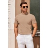 image:imageCOOFANDY Mens Mock Turtleneck Sweater Short Sleeve Slim Fit Turtle Neck Sweaters Casual Basic Tee Ribbed Knit Pullover TopsKhaki