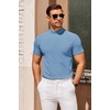 image:imageCOOFANDY Mens Mock Turtleneck Sweater Short Sleeve Slim Fit Turtle Neck Sweaters Casual Basic Tee Ribbed Knit Pullover TopsLight Blue