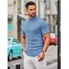 image:imageCOOFANDY Mens Mock Turtleneck Sweater Short Sleeve Slim Fit Turtle Neck Sweaters Casual Basic Tee Ribbed Knit Pullover TopsLight Blue
